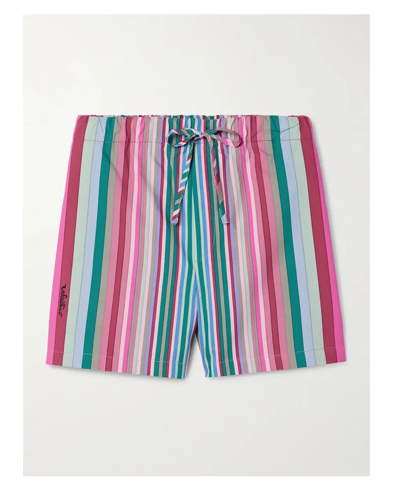 Valentino Garavani Shorts Aus Gestreifter Baumwollpopeline - Pink Pink