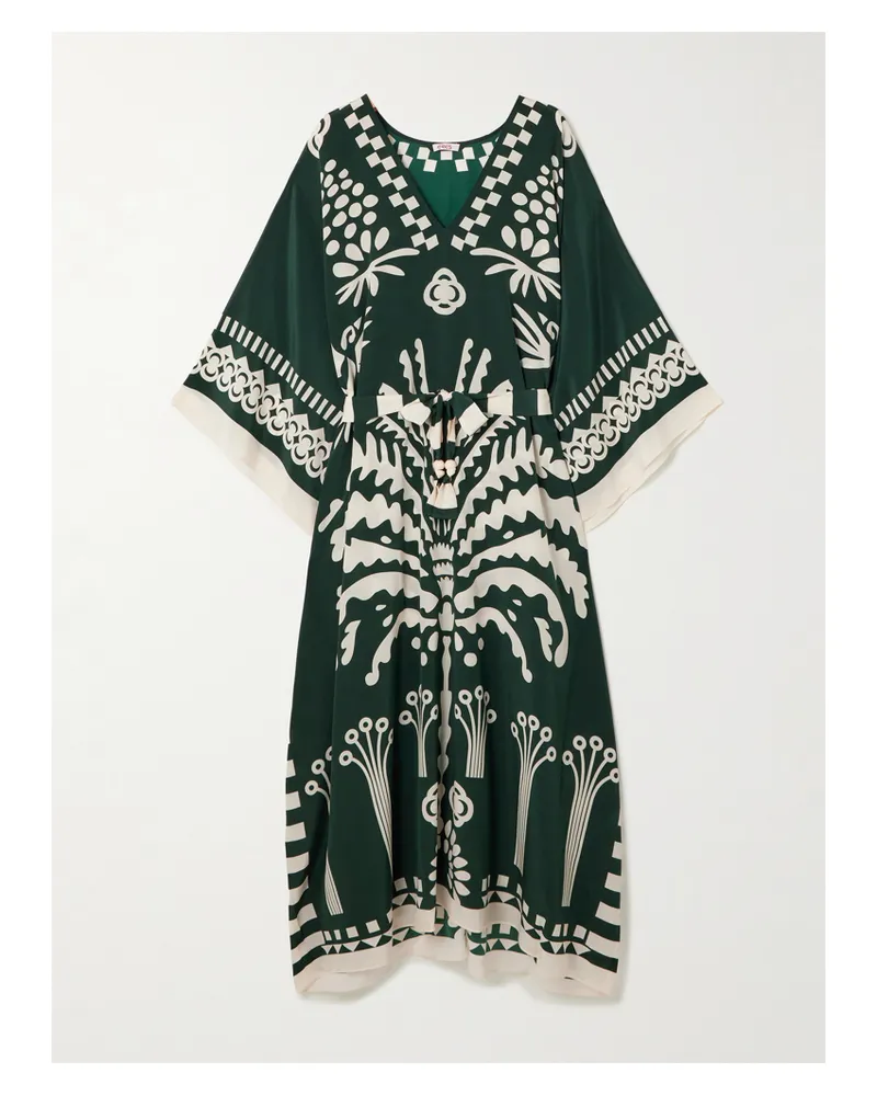 Eres Holi Strandkleid Aus Bedrucktem Crêpe De Chine Aus Seide Mit Bindegürtel - Grün Grün