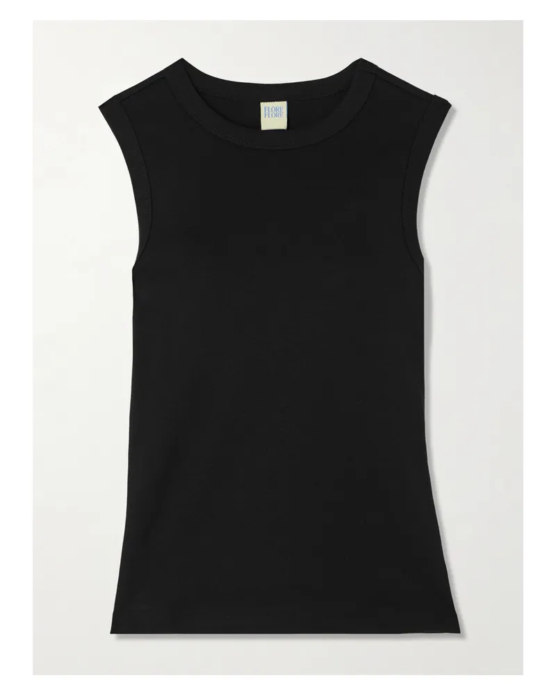 Flore Flore Esmé Tanktop Aus Geripptem Biobaumwoll-jersey - Schwarz Schwarz