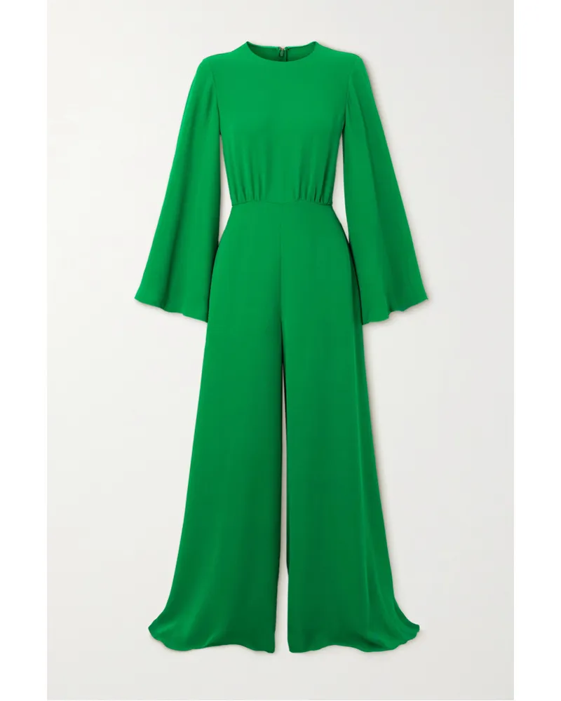 Valentino Garavani Jumpsuit aus Seiden-crêpe mit Raffungen Grün