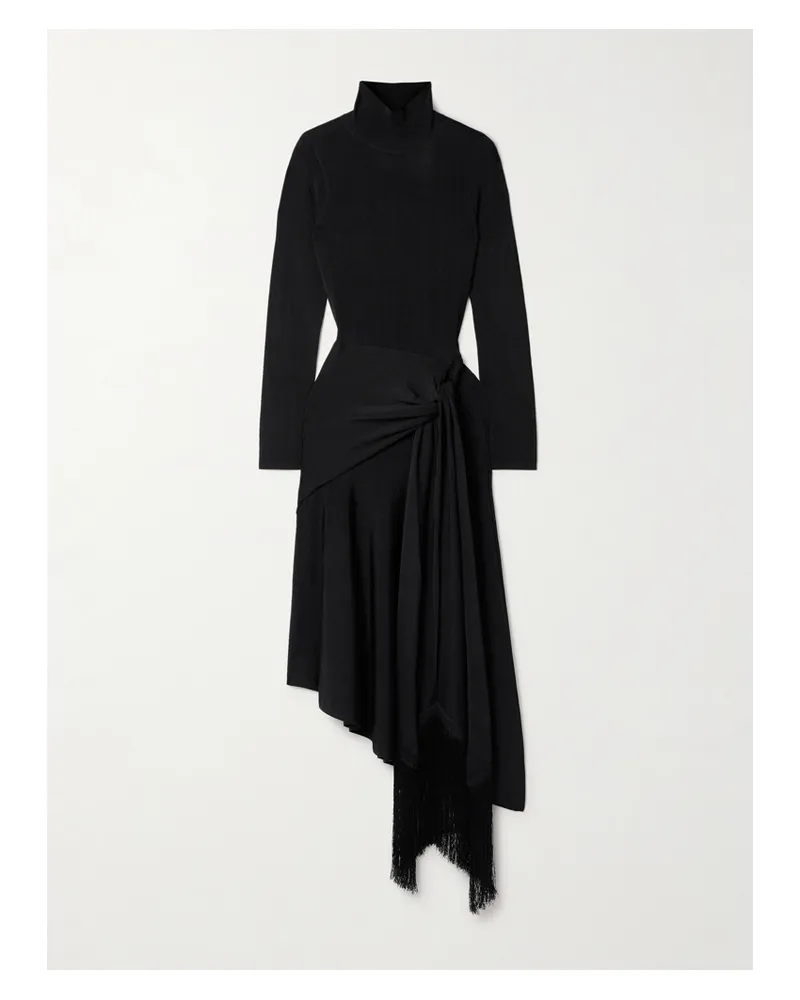 Adam Lippes Asymmetrisches Maxikleid aus Stretch-strick Schwarz