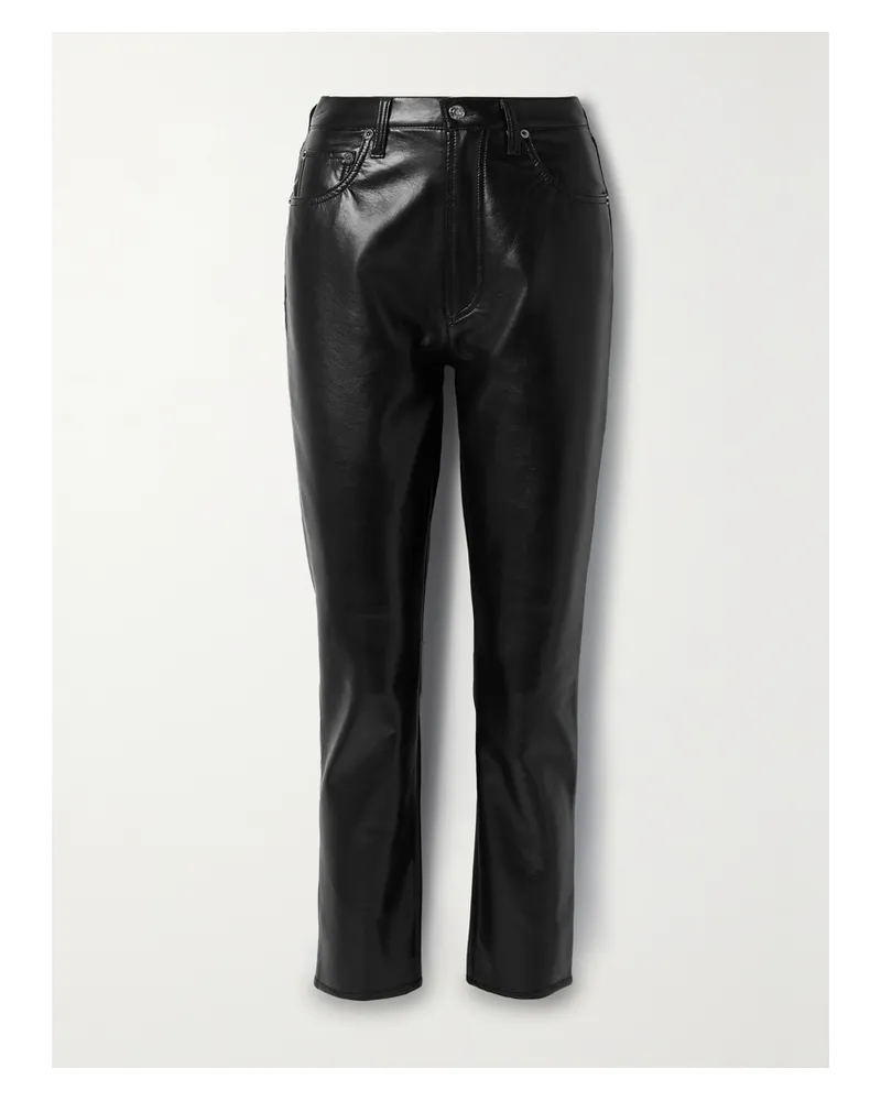 AGOLDE Riley Long Hose Mit Geradem Bein Aus Einer Mischung Mit Recyceltem Leder - Schwarz Schwarz