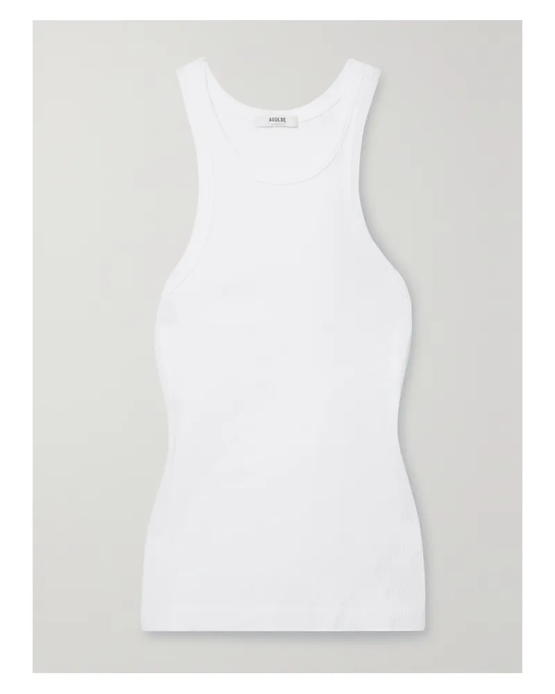 AGOLDE Bailey Geripptes Tanktop Aus Einer Lyocell-biobaumwollmischung Mit Stretch-anteil - Weiß Weiß