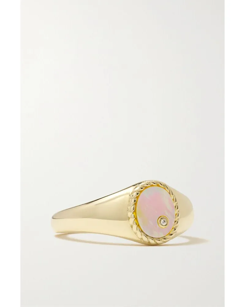 Yvonne Léon Ring Aus 9 Karat Gold Mit Perlmutt Und Diamant Gold