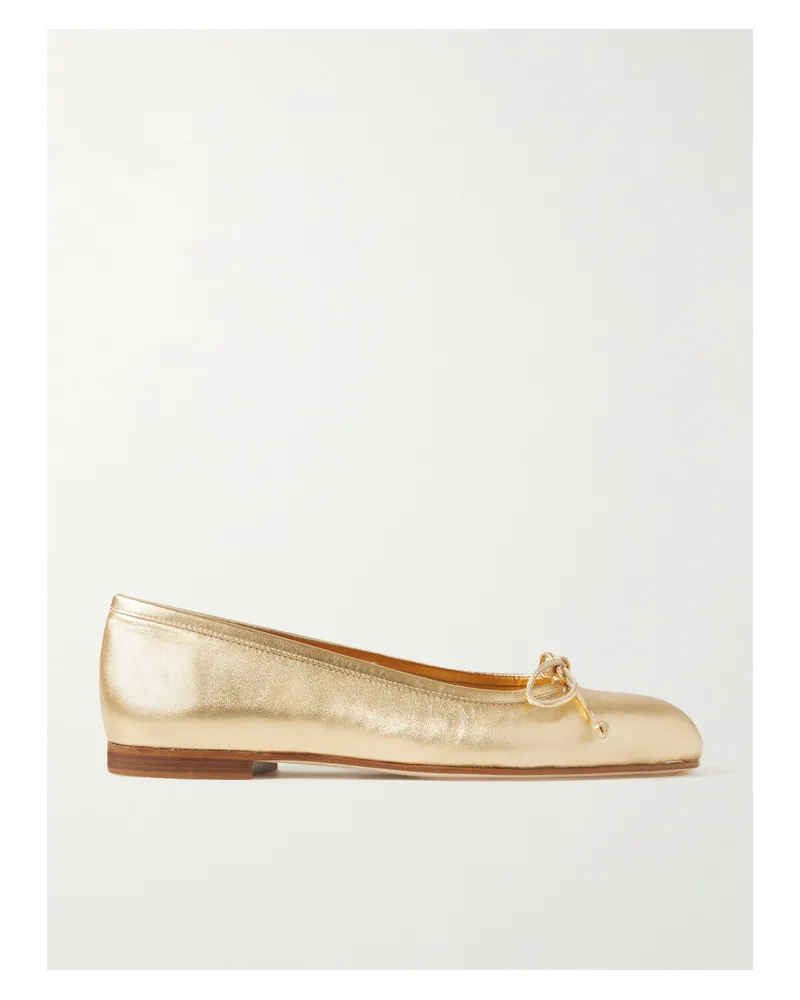 Manolo Blahnik Veralli Ballerinas Aus Leder In Metallic-optik - Gold Gold