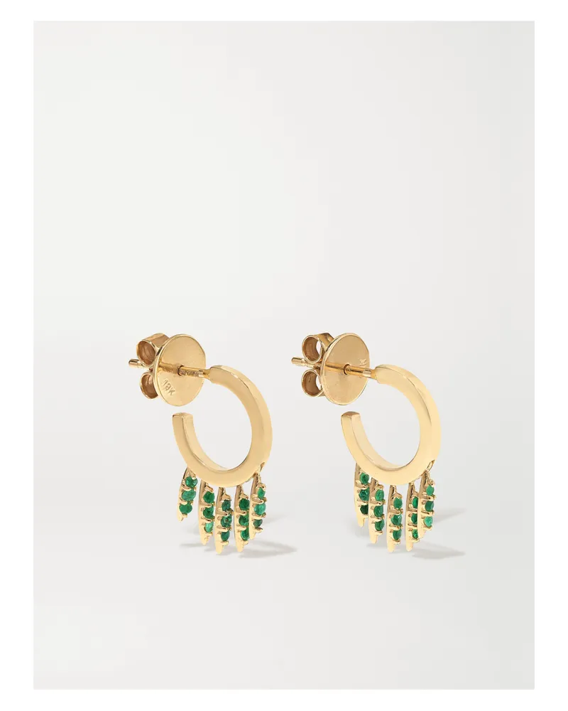 Ileana Makri Grass Mini Creolen Aus 18 Karat Gold Mit Smaragden Gold