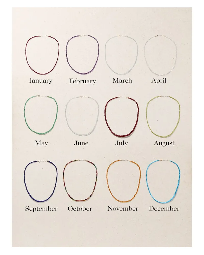 JIA JIA Net Sustain Birthstone Kette Mit Zierperlen Und Details Aus 14 Karat Gold - Blau Blau