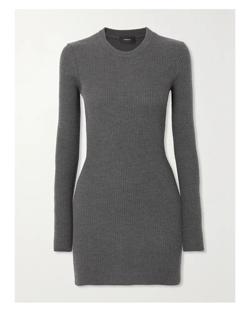 WARDROBE.NYC Minikleid Aus Gerippter Merinowolle - Grau Grau