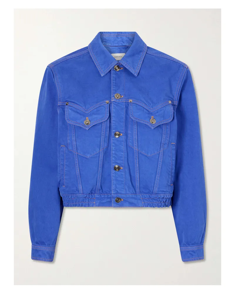 Versace Cotton Trucker Jacket - Blue Blue