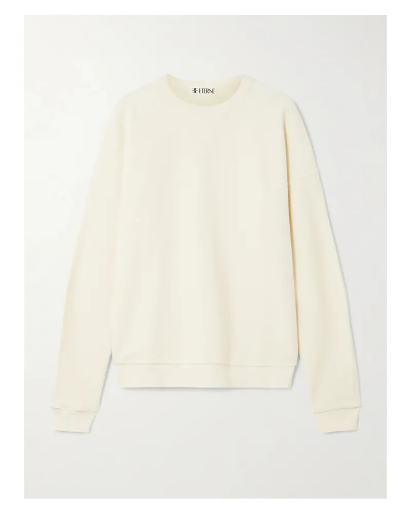 ÉTERNE Sweatshirt Aus Baumwollfrottee Mit Stickerei - Creme Creme