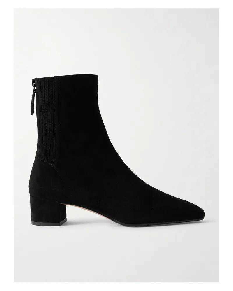 Aquazzura Saint Honoré 35 Suede Ankle Boots - Black Black
