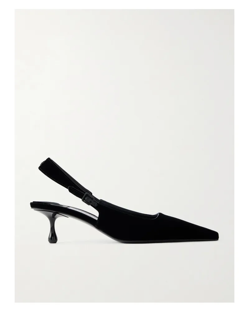 Jimmy Choo Amel 50 Velvet Slingback Pumps - Black Black