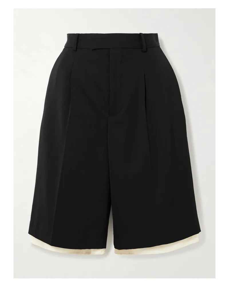 Róhe Shorts Aus Webstoff Mit Bundfalten Und Satinbesätzen - Schwarz Schwarz