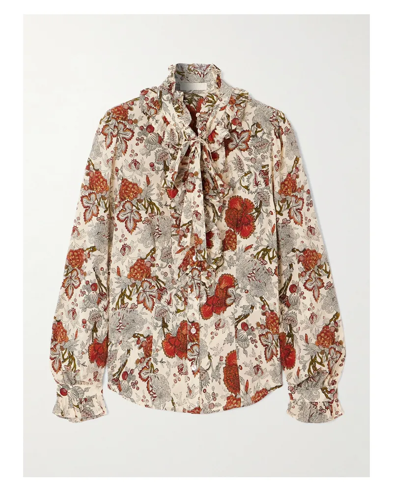 Ulla Johnson Catroux Schluppenbluse Aus Seidensatin Mit Blumenprint - Mehrfarbig Mehrfarbig