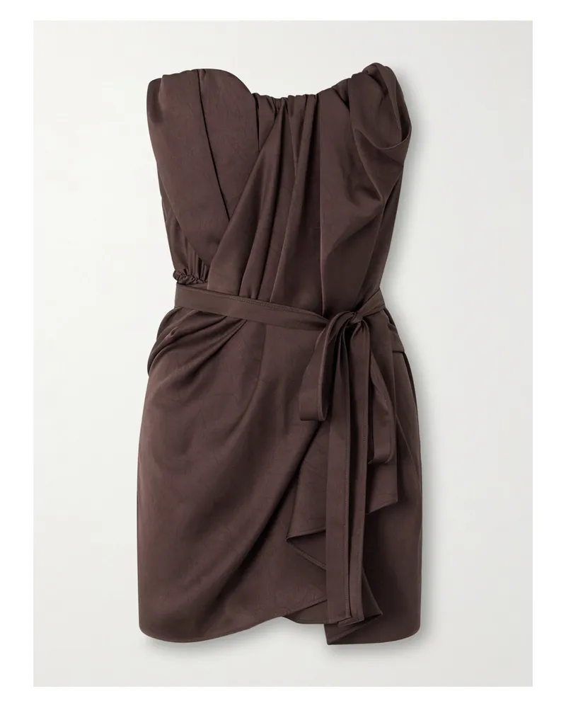 Vivienne Westwood Susana Trägerloses Minikleid Aus Satin In Knitteroptik Mit Falten - Braun Braun