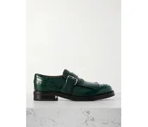 Phillis Brogues Aus Poliertem Leder Mit Fransen - Grün