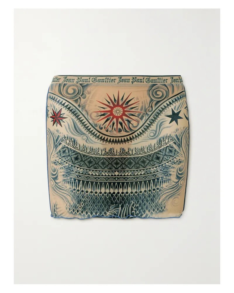 Jean Paul Gaultier Minirock Aus Bedrucktem Stretch-jersey - Neutral Neutral