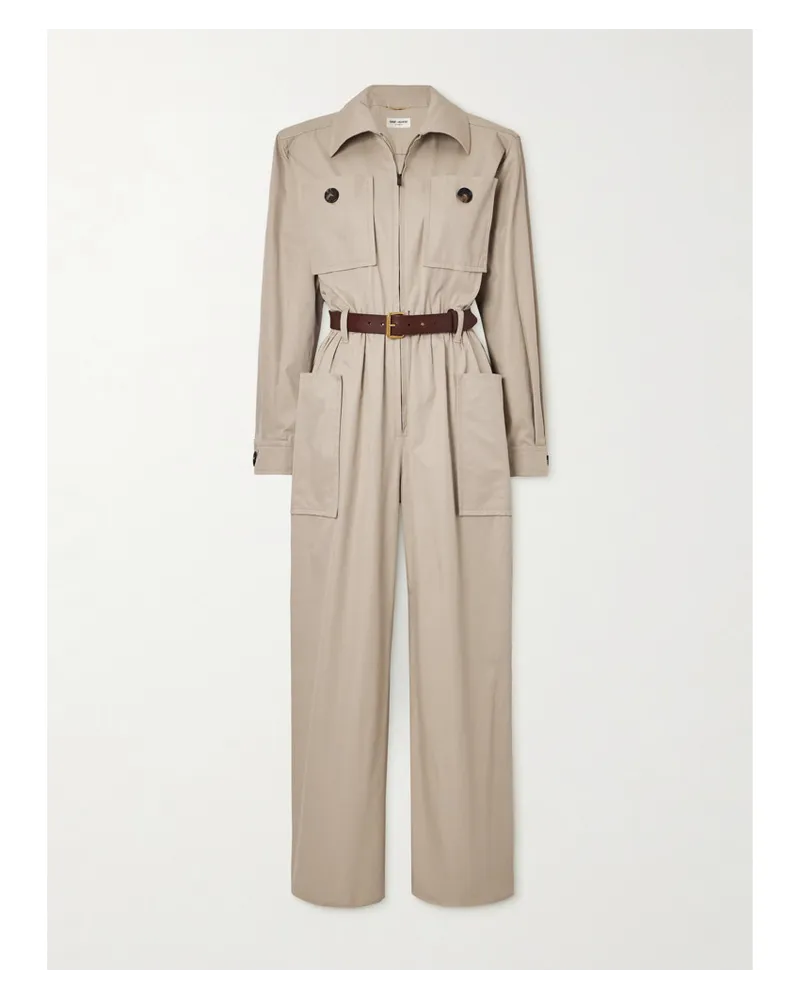 Saint Laurent Jumpsuit aus Baumwoll-twill mit Gürtel Neutral