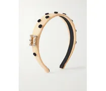 Embellished Polka-dots Raffia Headband - Neutrals