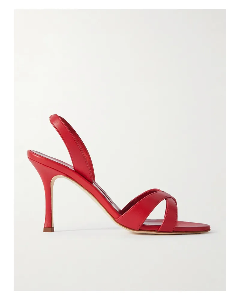 Manolo Blahnik Callasli 90 Leather Slingback Sandals - Red Red