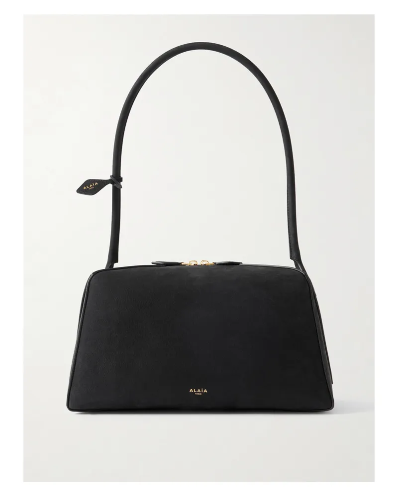 Alaïa Le Bulldog Medium Nubuck Shoulder Bag - Black Black