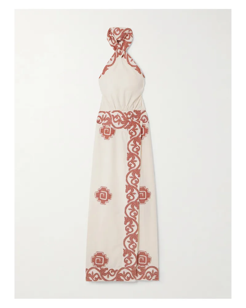 Johanna Ortiz Reinventing Neckholder-maxikleid Aus Baumwolle Mit Stickereien - Ecru Ecru