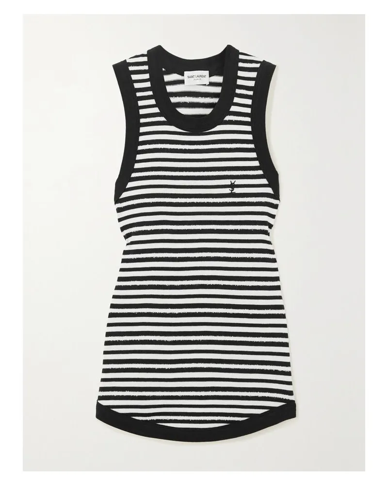 Saint Laurent Tanktop Aus Gestreifter Baumwolle In Distressed-optik - Schwarz Schwarz