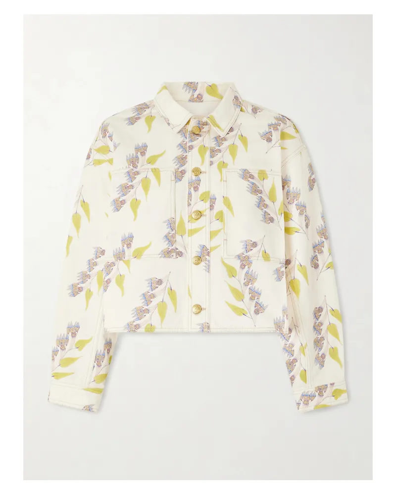 Ulla Johnson Bobbi Cropped Printed Denim Jacket - Multi Multi