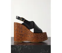 Maxime Slingback-wedges Aus Leder Mit Plateau - Schwarz