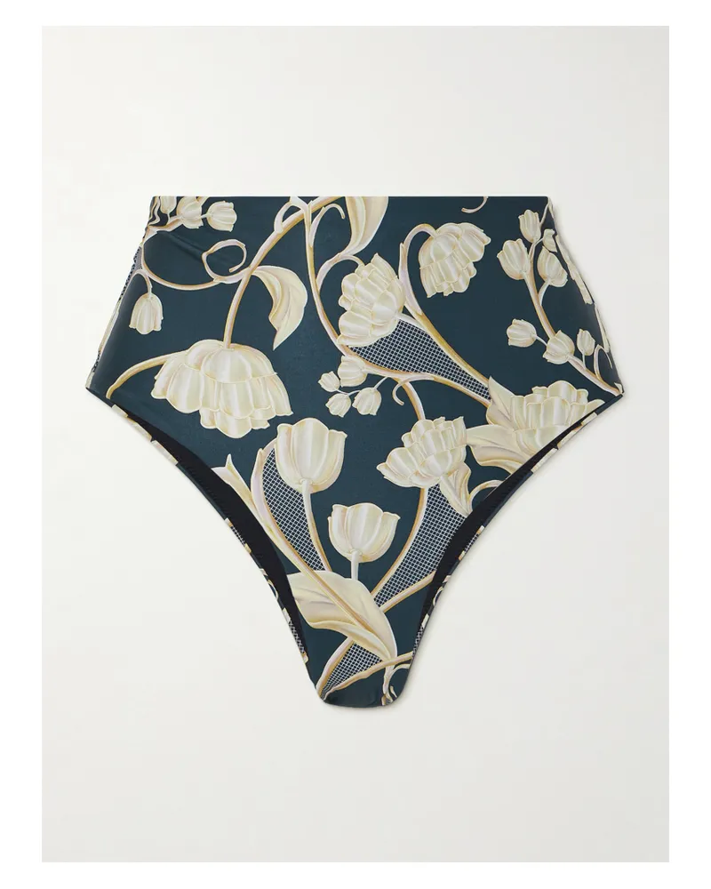 AGUA BENDITA Net Sustain Magenta Perla Bikini-höschen Aus Recyceltem Stretch-material Mit Blumenprint - Blau Blau