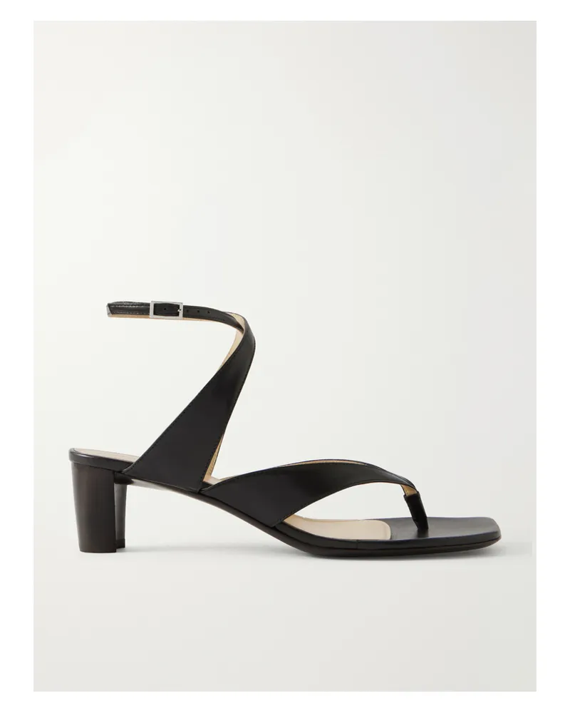 Christophe Lemaire Tong Leather Sandals - Black Black