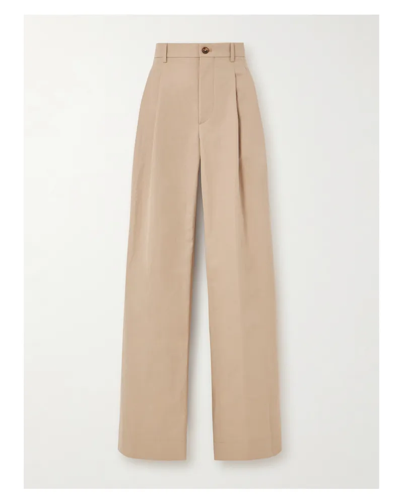 WARDROBE.NYC Hose Mit Weitem Bein Aus Drillich Aus Einer Baumwollmischung Mit Falten - Neutral Neutral