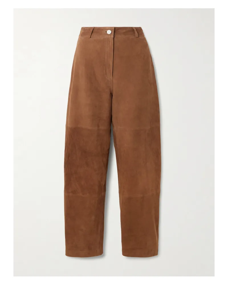 Róhe Paneled Suede Wide-leg Pants - Brown Brown