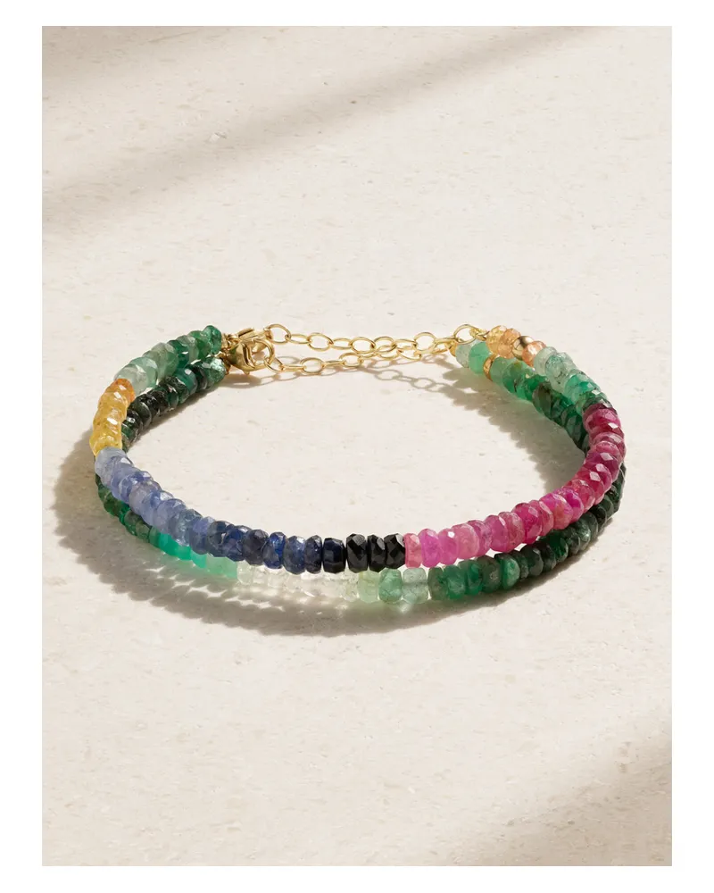 JIA JIA Set Of Two 14-karat Gold, Sapphire And Emerald Bracelets - Green Green