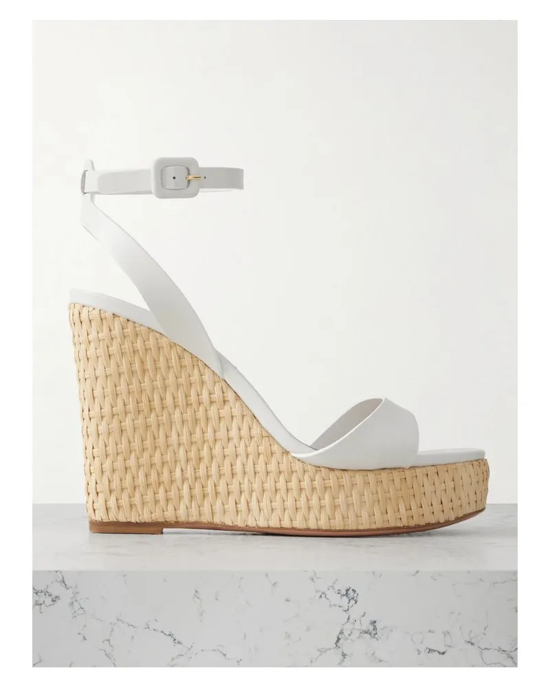 Aquazzura Sunseeker 110 Plateausandalen Aus Leder Mit Keilabsatz - Weiß Weiß