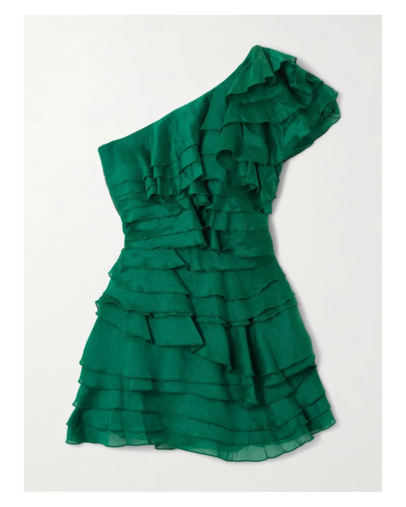 Aje. Rosaline Tiered Lyocell-blend Mini Dress - Green Green