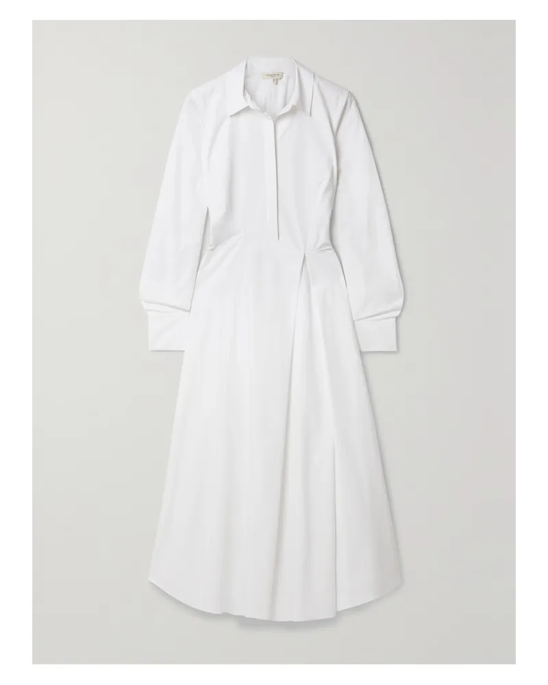 Lafayette148 Midi-hemdblusenkleid Aus Baumwollpopeline Mit Falten - Weiß Weiß