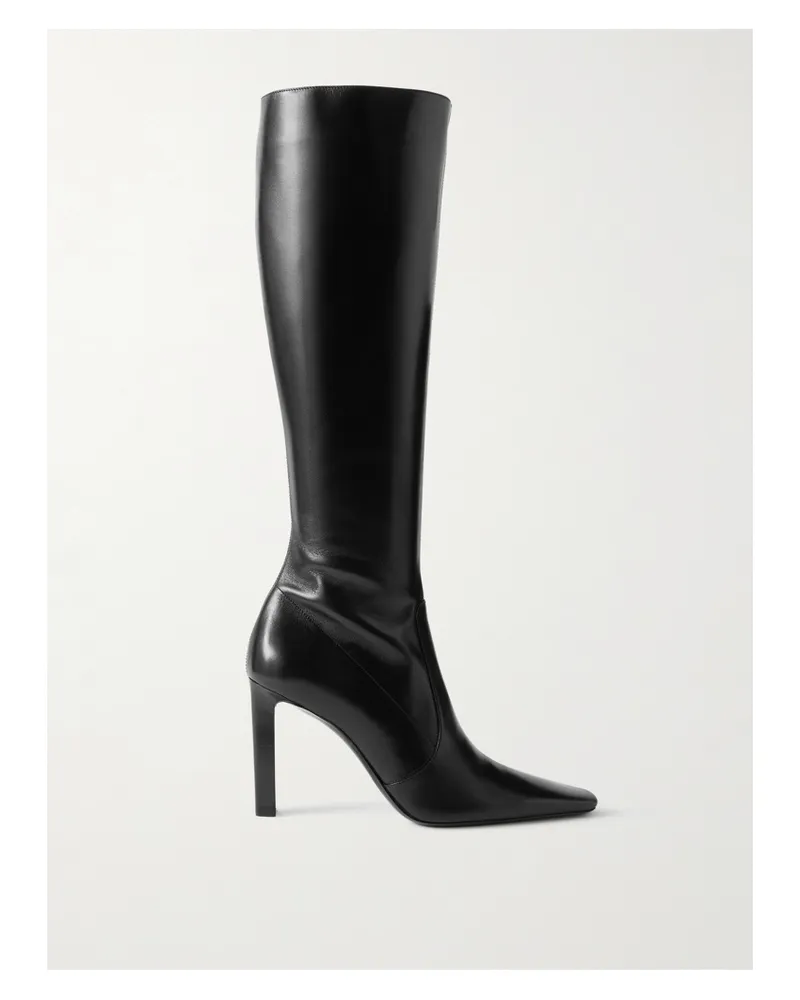 Saint Laurent Francoise Kniehohe Stiefel Aus Glanzleder - Schwarz Schwarz