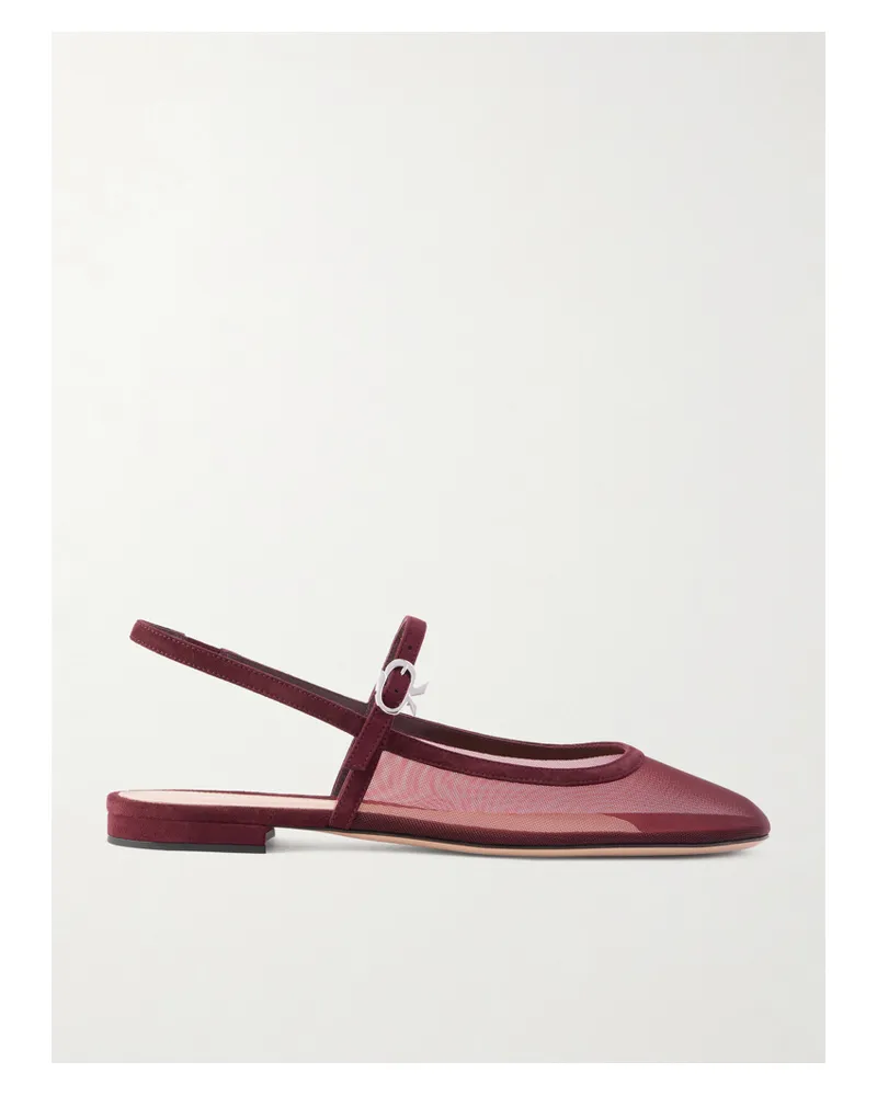 Gianvito Rossi Slingback-sandalen Aus Mesh Mit Velourslederbesätzen - Burgunder Burgunder