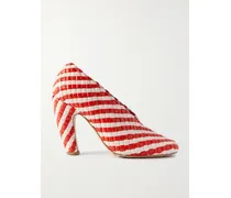 Canalazzo Striped Intrecciato Leather Pumps - White