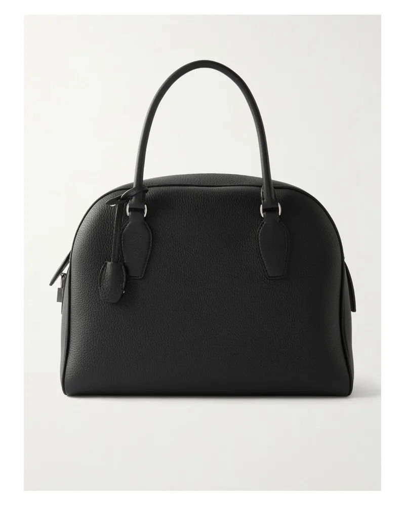 The Row India Textured-leather Tote - Black Black