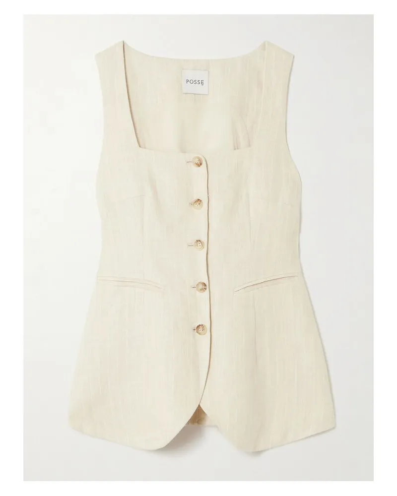 Posse Lucille Weste Aus Leinen Mit Nadelstreifen - Neutral Neutral