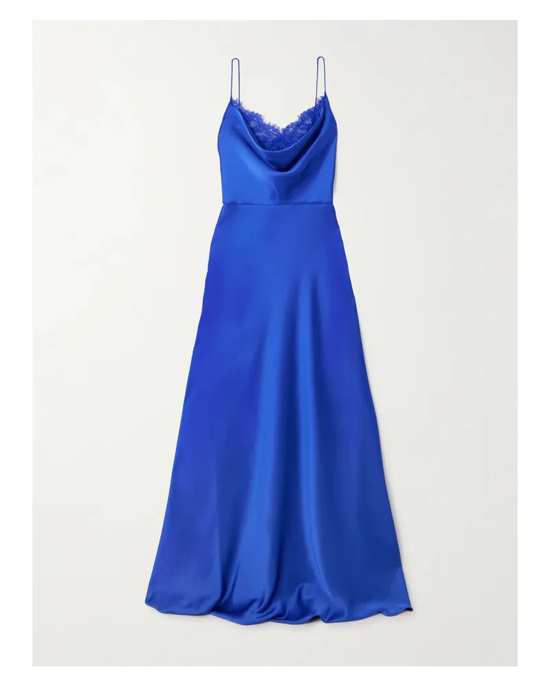 Rebecca Vallance Remi Robe Aus Satin Mit Spitzenbesätzen - Blau Blau