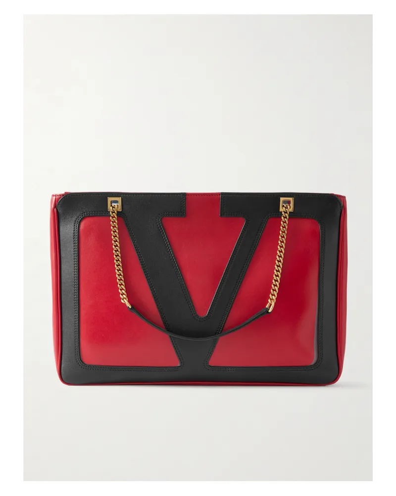 Valentino Garavani Viva Superstar Mittelgroße, Zweifarbige Schultertasche Aus Leder - Rot Rot