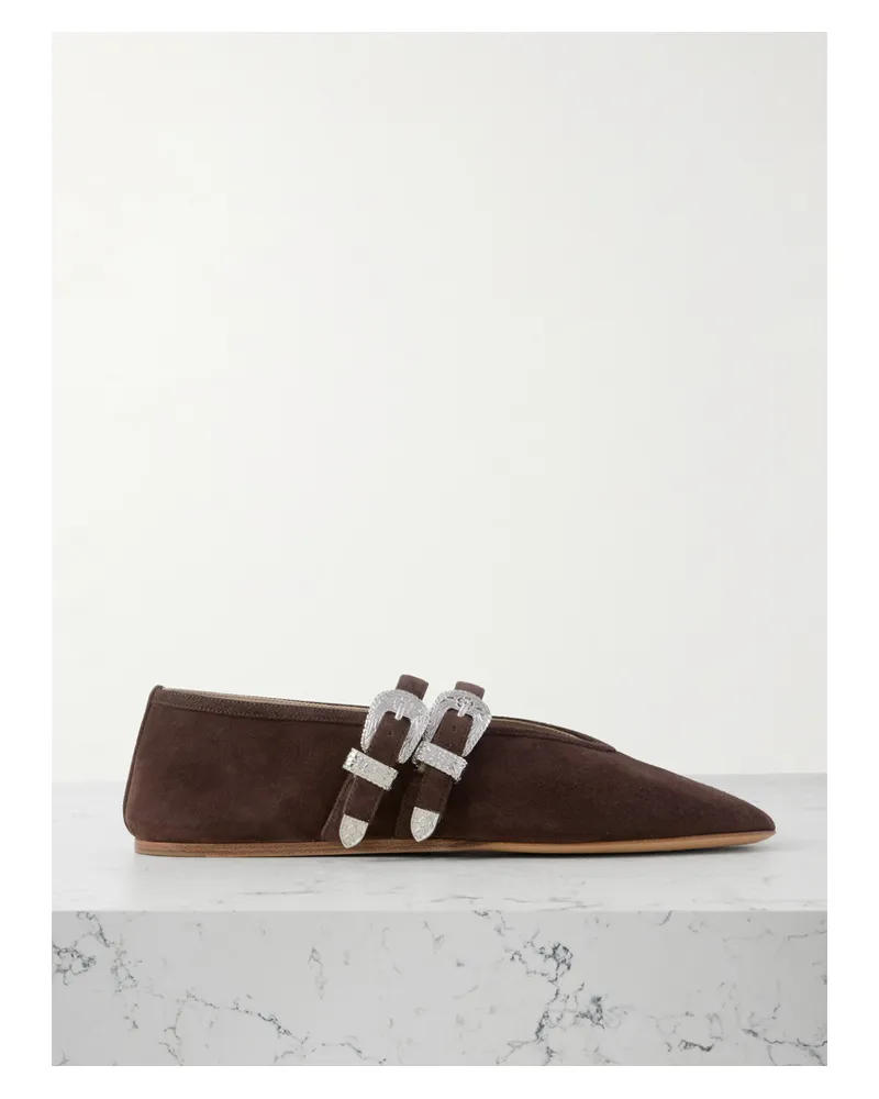 Le Monde Béryl Claudia Mary-jane-ballerinas Aus Veloursleder - Braun Braun