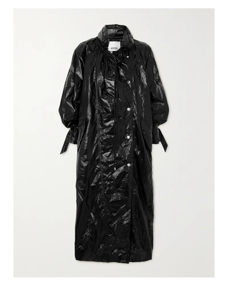 Isabel Marant Devina Oversized-mantel Aus Glänzendem Shell In Knitteroptik - Schwarz Schwarz