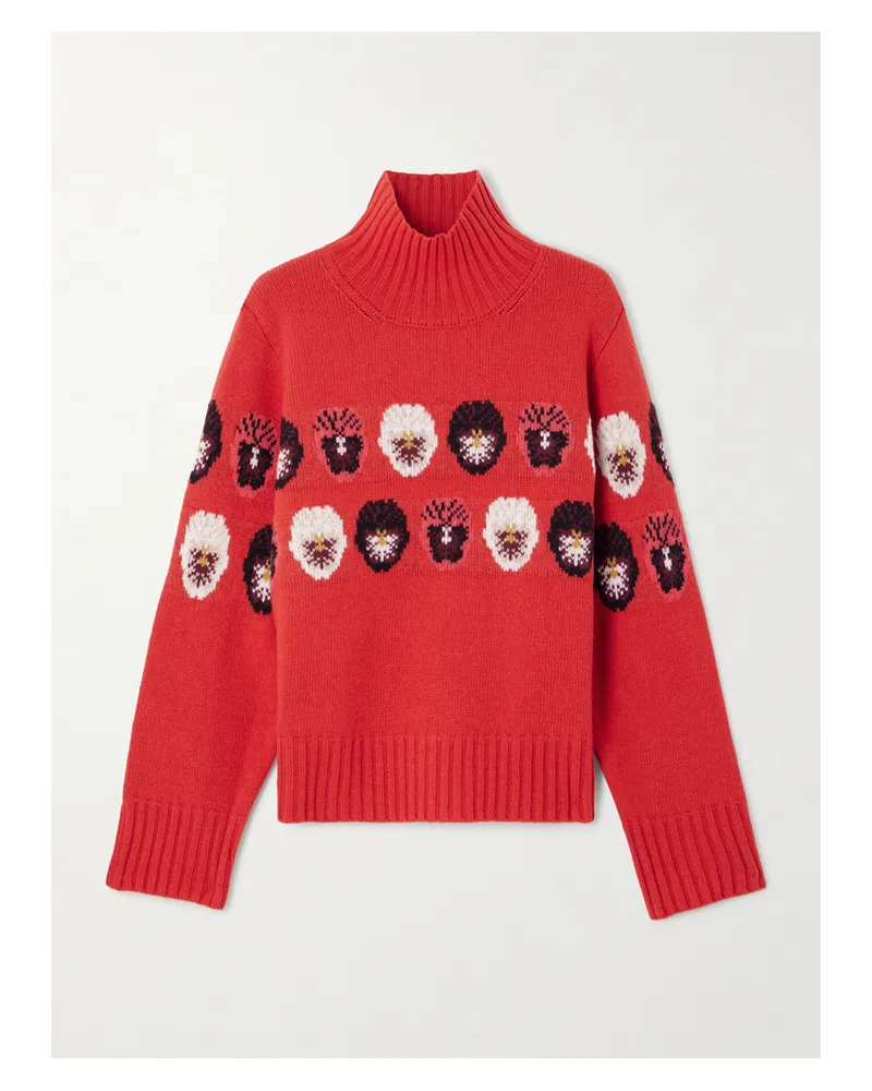 WE NORWEGIANS Markarian Stehkragenpullover Aus Einer Wollmischung In Jacquard-strick - Rot Rot