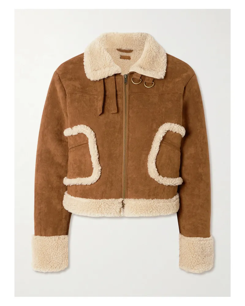 Mother The On Thin Ice Cropped Fleece Jacket - Brown Brown