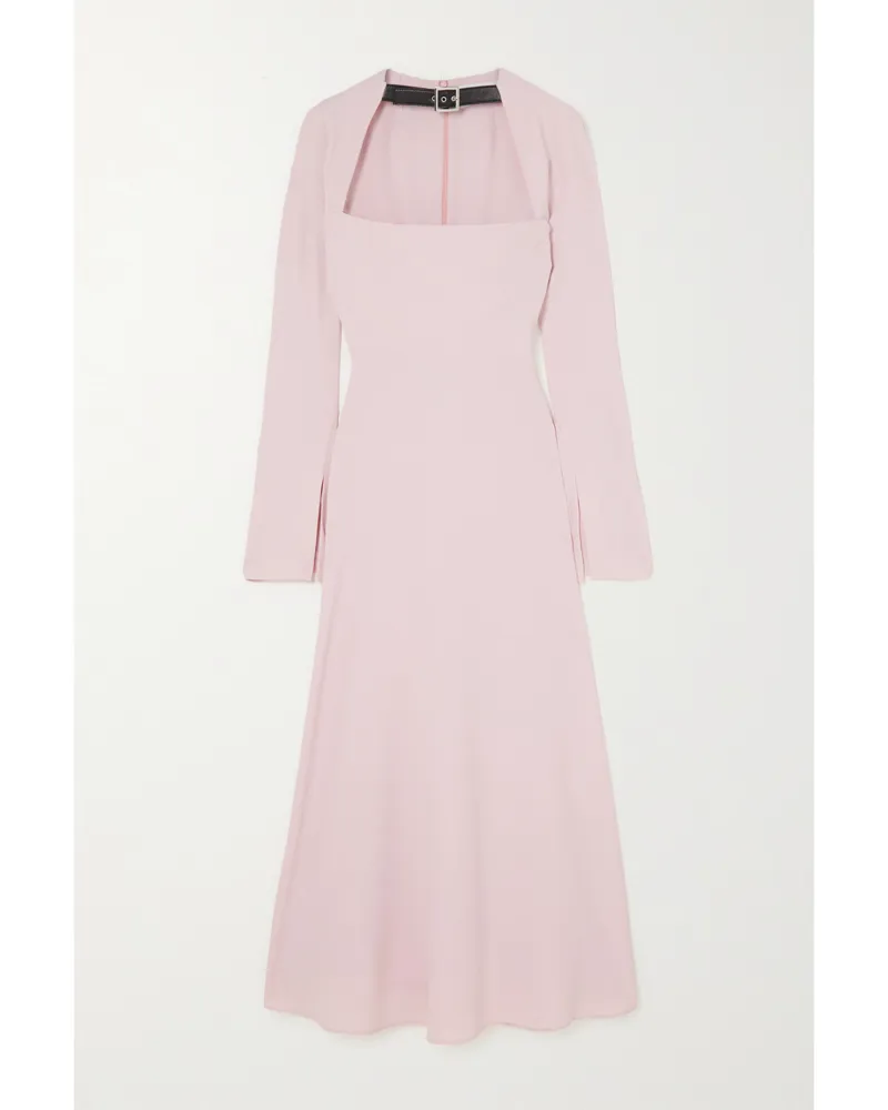 16ARLINGTON Midikleid Aus Crêpe Mit Lederbesatz - Pink Pink