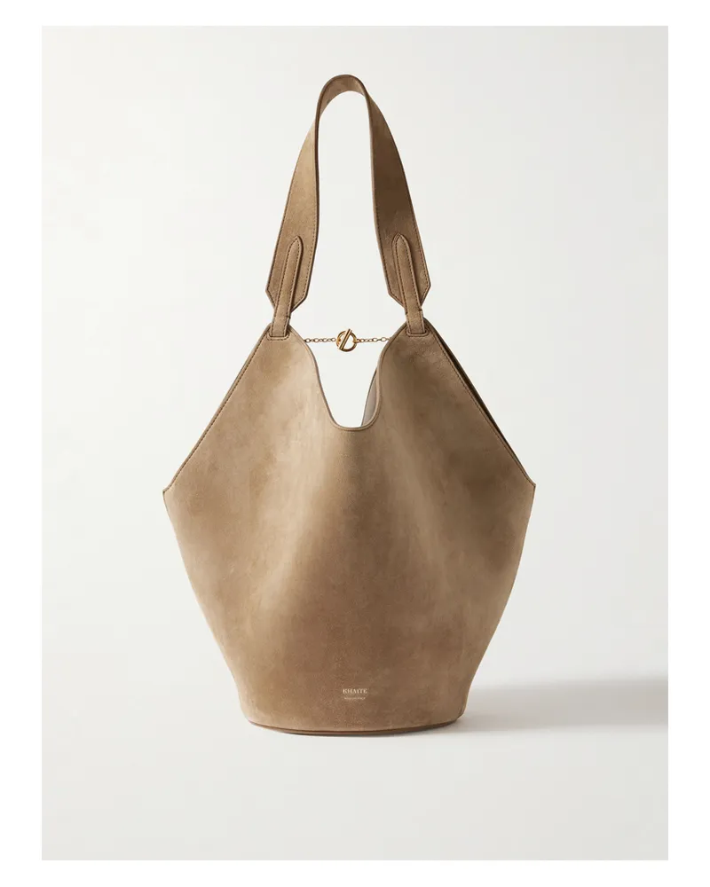 KHAITE Lotus Small Suede Tote - Neutrals Neutrals